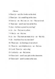 English Worksheet: a,an, there is, there are