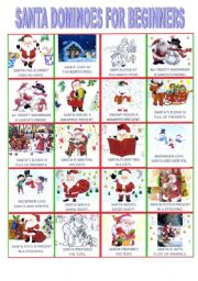 English Worksheet: Santa dominoes or memory cards for beginners.