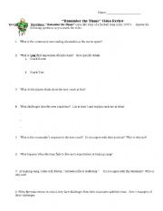 English worksheet: Remember the Titans Video Worksheet