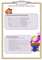 English Worksheet: Lets Practise the Present Simple Tense!