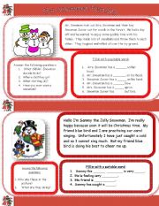 English Worksheet: The Snowman Family