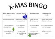 English worksheet: X-mas bingo