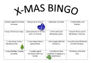 English Worksheet: X-mas bingo