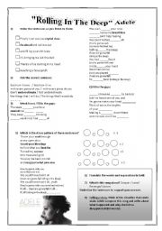 English Worksheet: Rolling in the deep by Adele