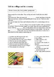 English Worksheet: Life in a village and in a town
