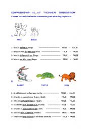 English Worksheet: camparisons