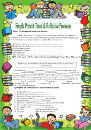 English Worksheet: Present Simple Reflexive Pronouns