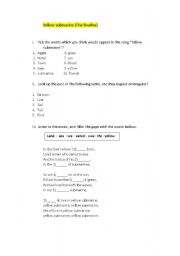 English Worksheet: yellow submarine, past simple