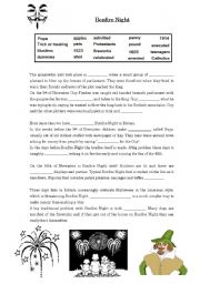 English Worksheet: bonfire night worksheet