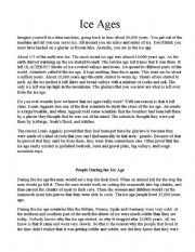 English Worksheet: Ice Ages Article with questions