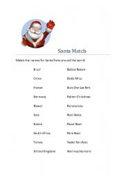 English Worksheet: Santa Match