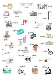 English Worksheet: Magic e words - long a