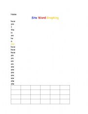 English worksheet: Site Words Graphing