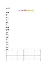 English Worksheet: Site Words Graphing
