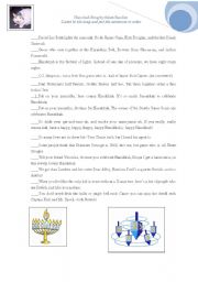 English Worksheet: Hanukkah Song by Adam Sandler
