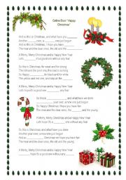 English Worksheet: Celine Dion Happy Christmas with a gap filling task :)