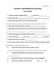 English worksheet: THe Lost Kitten Reading Comprehension Exercise