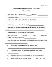 English Worksheet: THe Lost Kitten Reading Comprehension Exercise
