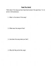 English Worksheet: Do They Know its Christmas questions