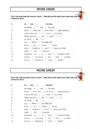 English Worksheet: Word order