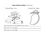 English worksheet: Indian National symbols