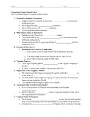 English Worksheet: Jamestown Guided Notes