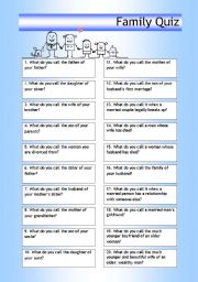 English Worksheet: Quiz - Family