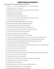 English Worksheet: Subject-verb agreement