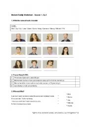 English Worksheet: Modern Family Season1 Ep.1 Worksheet (quite easy one)