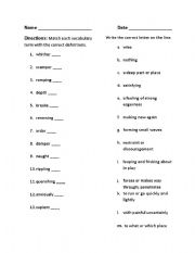 English worksheet: Poetry Vocabulary Quiz 