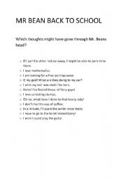 English Worksheet: MR Bean Back to school
