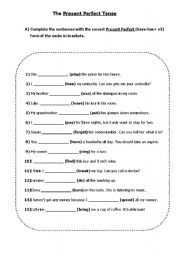 English Worksheet: Present Perfect Tense