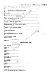 English worksheet: grammar review