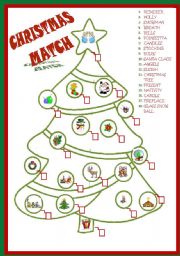 English Worksheet: CHRISTMAS TREE MATCH *editable*