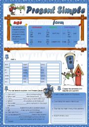 English Worksheet: Present Simple Tense (Greyscale + KEY included)