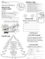 English Worksheet: CHRISTMAS ACTIVITY WORKSHEET