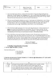 English Worksheet: End of term test for 8th graders Tunisian program
