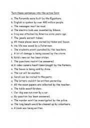 English Worksheet: Passive voice exercise