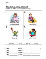 English worksheet: Hobbies & Family *Fully editable