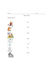 English Worksheet: verbs for little kids