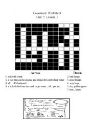 English worksheet: crossword about  different items