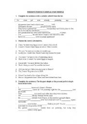 English Worksheet: PRESENT PERFECT SIMPLE / PAST SIMPLE EXERCISES