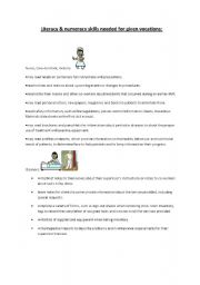 English worksheet: Literacy skills for given vocations