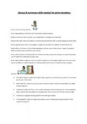 English Worksheet: Literacy skills for given vocations