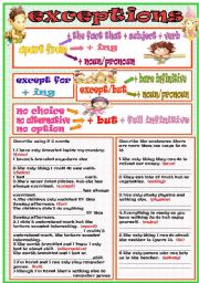 English Worksheet: exceptions