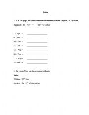 English Worksheet: Dates 