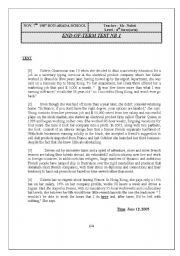 English Worksheet: A test for the 4th graders