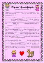 English Worksheet: My sisters favorite fairytale