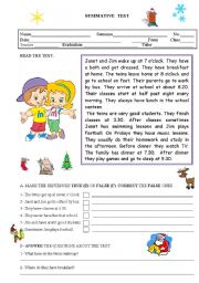 English Worksheet: PRESENT SIMPLE AND DAILY ROUTINE TEST