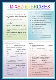 English Worksheet: MIXED EXERCISES - ORDERING WORDS + TAG QUESTIONS + PRESENT SIMPLE VS PRESENT CONTINUOUS + SUBJECT VS OBJECT PRONOUNS 